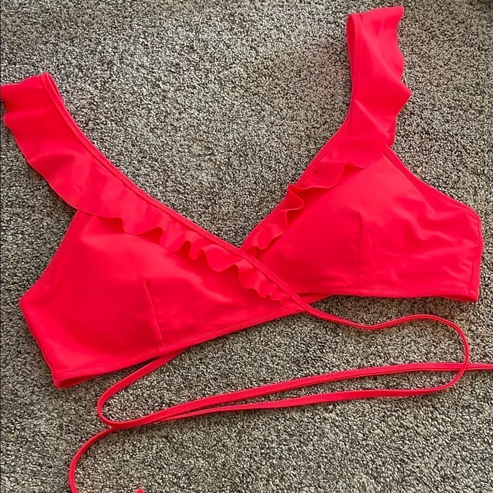 Aerie bright pinkish red bikini top XL